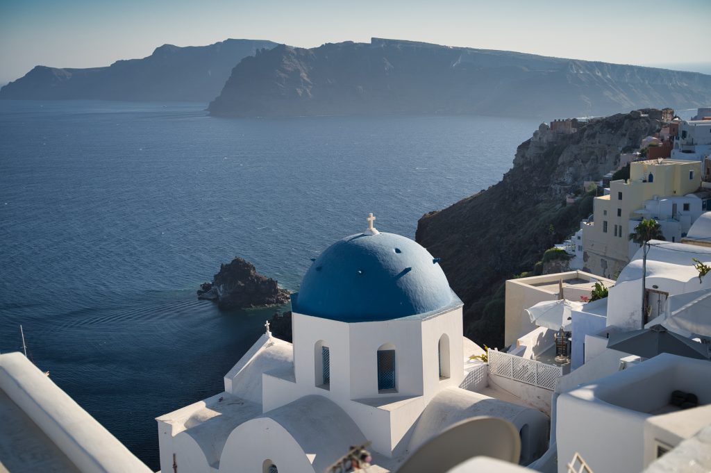 harbor view island in Greece Oia village on Santorini